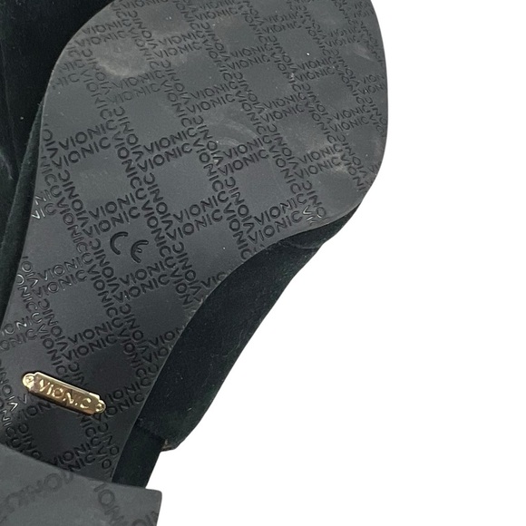 VIONIC Lacey Tortoise Block Heel Sling Back Black Suede Shoes Rubber Sole Size 8 - Picture 7 of 8